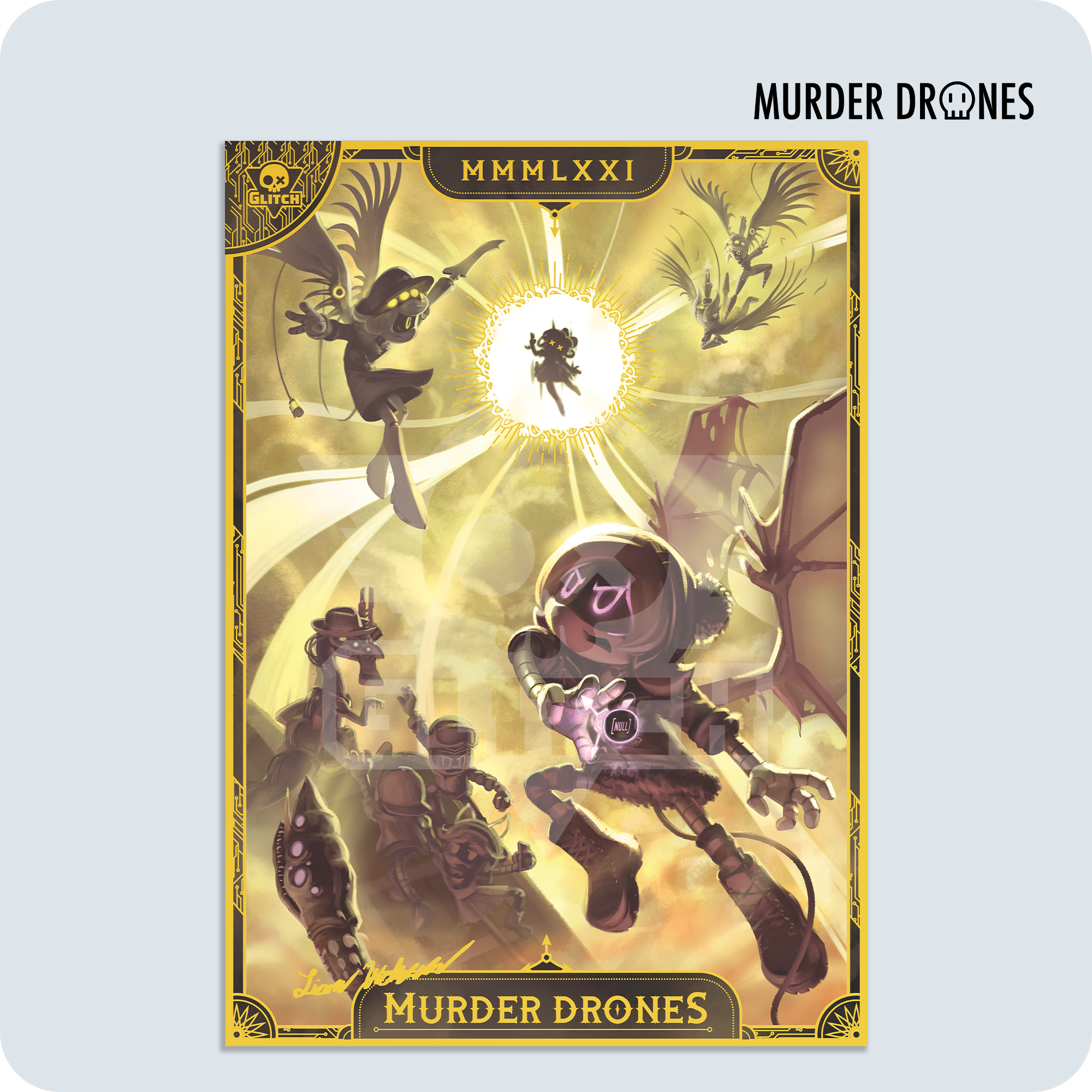 Murder Drones Gold Foil Poster A2 Size | Apocalypse Art Print