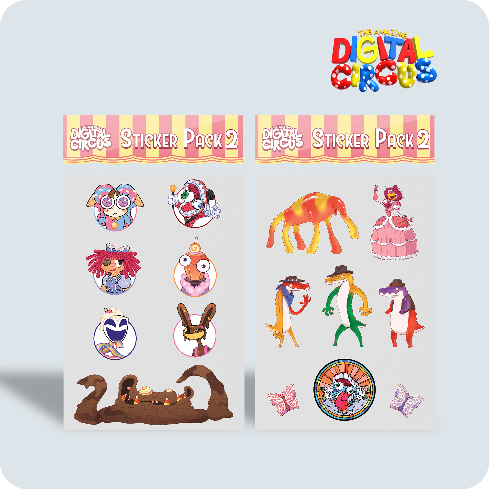 Digital Circus Sticker Pack with Candy Characters | Mosspuppie Design